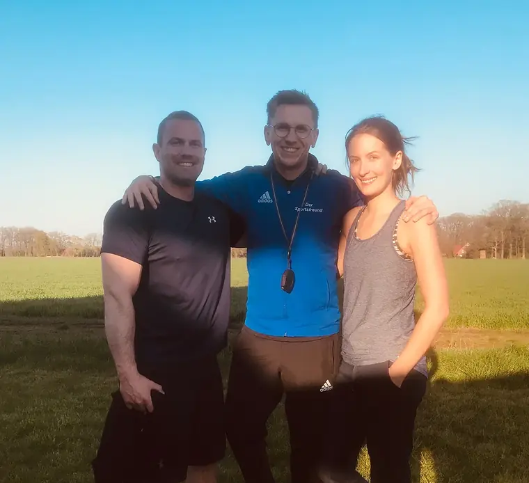 Brent und Maike Wagner mit Pascal Stempfle beim Outdoor-Training